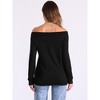Allegra K Women's Off Shoulder Boat Neck Stretch Knit Long Sleeve Tunics Blouse - 3 of 4