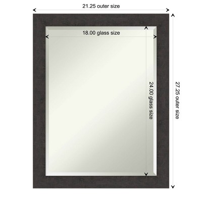 Espresso Rustic Plank 34" Woodgrain Textured Wall Mirror