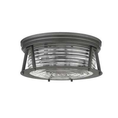 Cape Harbor 16'' Bronze and Glass Transitional Flush Mount Light