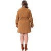 Agnes Orinda Women's Plus Size 2 Piece Corduroy Long Sleeve Peplum Shirts and Elastic Waist Button Down Mini Skirt Set with Pockets - 3 of 4