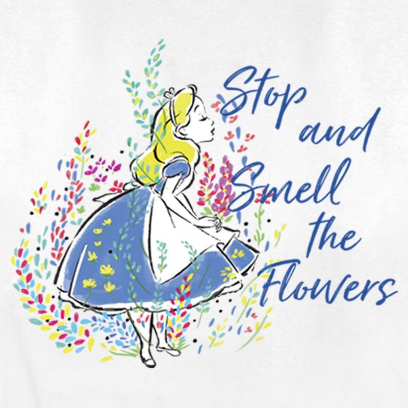 Women's Alice in Wonderland Stop and Smell the Flowers T-Shirt, 2 of 5