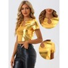 INSPIRE CHIC Women's Keyhole Metallic Short Sleeve Party Shiny Holographic Crop Top - 2 of 4