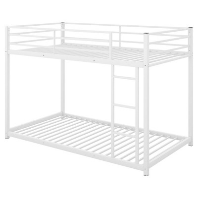NicBex Metal Bunk Bed,Low Loft Bed with Ladder for Kids Teens Adults,Silver/Black/White