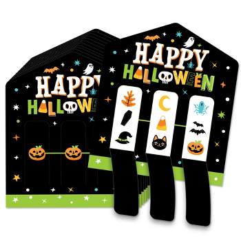 Big Dot of Happiness Jack-O'-Lantern Halloween - Kids Halloween Party Game Pickle Cards - Pull Tabs 3-in-a-Row - 12 Ct