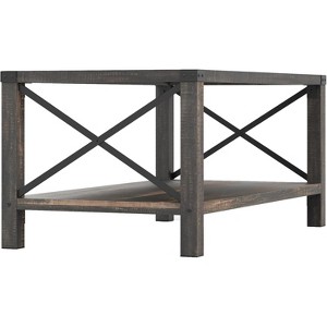 Farmhouse Two-Tier Coffee Table - 41.14" Rustic Design, X-Shaped Metal Frame, MDF Top, Double Storage Shelves, Living Room Center Table - 1 of 4