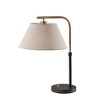Adesso Fletcher Table Lamp Black: Mid-Century Modern, Brass Finish, Off-White Drum Shade, ETL Listed - 2 of 3