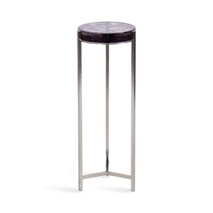Kate and Laurel Aguilar Glam Drink Table, 9x9x23, Silver and Purple Glass - 1 of 4