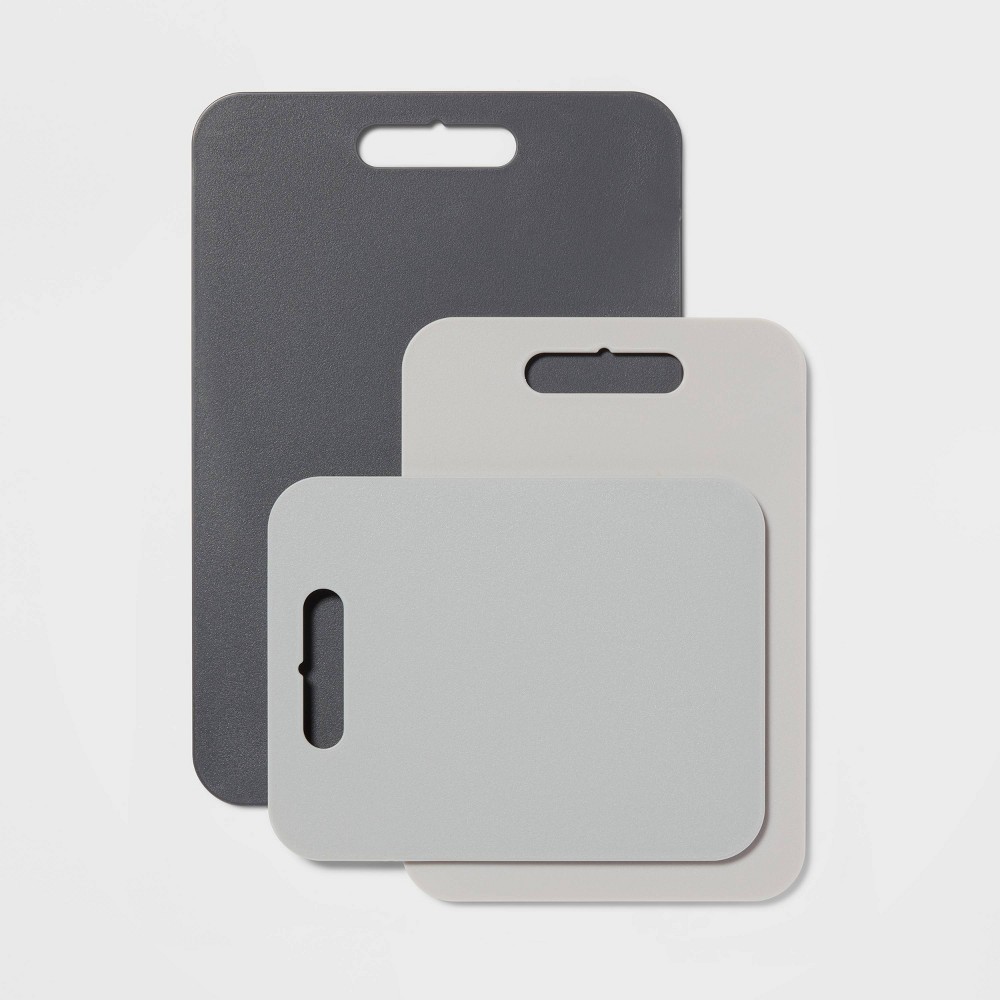 3pc Poly Essentials Cutting Board Set Gray - Made By Design