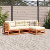 vidaXL Patio Sofa Set with Cushions Modular Outdoor 4 Piece Solid Wood Pine - Wax Brown - 3 of 4