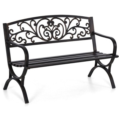 Captiva Designs Two Seat Cast Steel Garden Bench - Choose Between Apple Back or Butterfly Back Designs