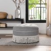 Sapphtopaz Modern 24" Ottoman Round Footstools with Button Tufted Top and Tassels Upholstered Accent Ottoman for Living Room, Bedroom - 3 of 4