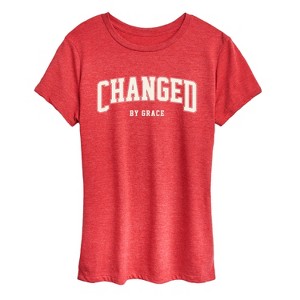 Women's - Instant Message - Changed By Grace Collegiate Short Sleeve Graphic T-Shirt - 1 of 4