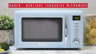 Haden 75031 Heritage Vintage Retro 0.7 Cubic Foot/20 Liter 700 Watt  Countertop Microwave Oven Kitchen Appliance With Turntable, Turquoise Blue  : Target