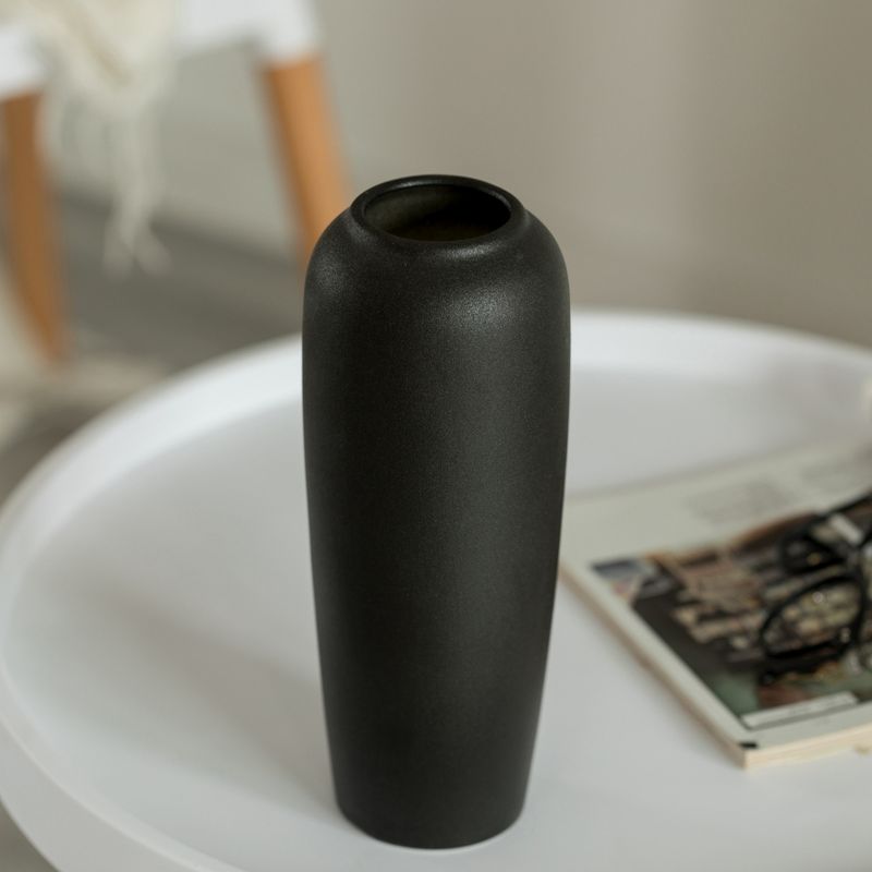 Contemporary Black Ceramic Cylinder Shaped Table Flower Vase Holder, 6 of 7