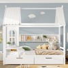 KTMBDW Wood House Bed with Storage Shelves,Platform Bed Frame with 2 Drawers,House Bed with Wood Slats Support,No Box Spring Needed - 2 of 4