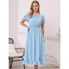 INSPIRE CHIC Women's Smocked Waist Ruffle Hem Square Neck Short Puff Sleeve A-Line Midi Dresses - 4 of 4