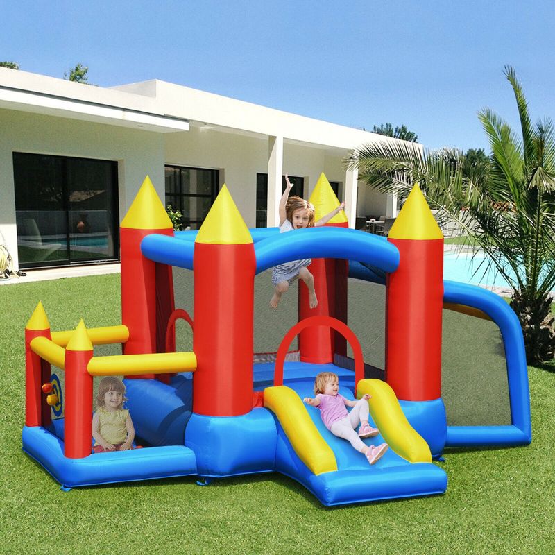 Costway Kid Inflatable Bounce House Slide Jumping Castle w/Soccer Goal Ball Pit & Blower, 3 of 11