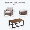 Belord Patio Wicker Chairs Lounge Club Chairs, All Weather Brown Wicker Outdoor Chair Set of 4 with Coffee Table and Ottoman for Porch Balcony - 3 of 4