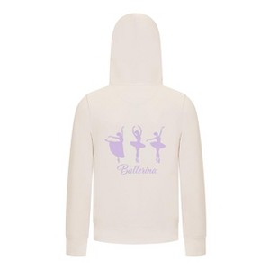 Everyday Kids Ballerina Girls Zip Up Hoodie – Purple Dancer Silhouette Ballet Sweatshirt - 1 of 4