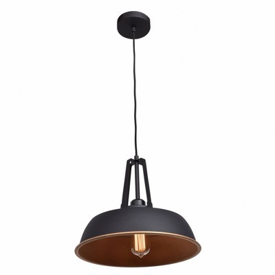 Matte Black and Gold Glass Pendant Light