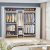 Besiost 70-In Bamboo Garment Rack with 5 Hanging Rods, Freestanding Closet System with Shelves - 3 of 4