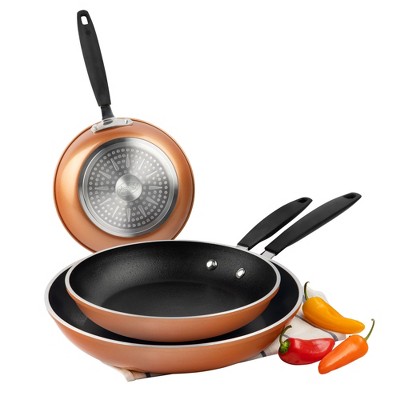 Gotham Steel Copper Nonstick Ceramic Coated Fry Pan Set - 8'', 10'' and 12''