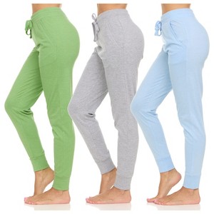 Womens Running Workout Fleece Joggers Sweatpants with Pockets and Elastic Cuff, Pack of 3 Up to XXL - 1 of 4