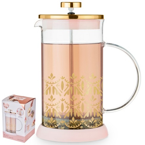 Pinky Up Riley Casablanca Pink & Gold Press Pot Tea And Coffee Maker, Loose  Leaf Tea Accessories, Hot Or Iced Tea Beverage Brewer, 34oz Capacity, Gold  : Target