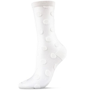Memoi Women's Polka Dot Sheer Crew Socks - 1 of 2