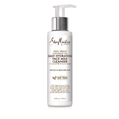 SheaMoisture Daily Hydration Face Milk Cleanser 100% Virgin Coconut Oil, 4 oz