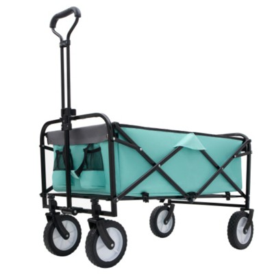 FURNIinspire Outdoor Serving Carts 360lbs Collapsible Foldable Wagon Cart with strapping system for Camping Shopping, Blue, 35.04"*21.65"*38.98"