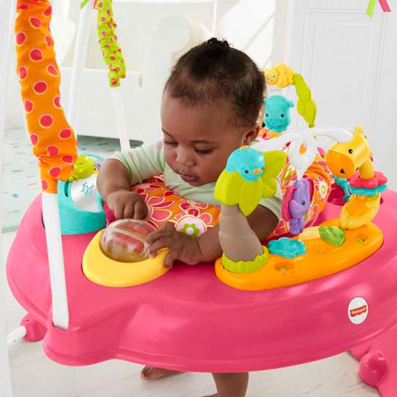 Fisher-Price Pink Petals Adjustable Steel Frame Jumperoo Baby Bouncer Activity Center with 360 Degree Spinning Seat, Accessories, Lights, and Sounds, 5 of 7