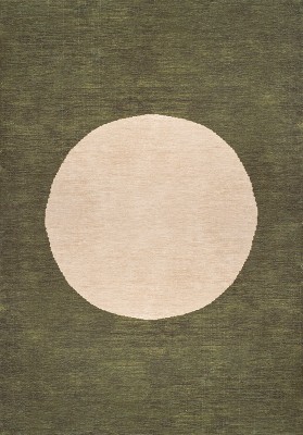 Cirkel Cream and Olive Geometric 4' x 6' Washable Rug