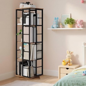54”Rotating Bookshelf, 4 Tiers Corner Bookcase, 360 Display Spinning Bookshelves, Standing Bookcases Narrow Shelf,Freestanding Book Storage - 1 of 4