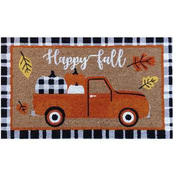 Fall Pumpkin Truck Coir Doormat 30" x 18" Indoor Outdoor Briarwood Lane