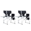 YUHAO 2PCS Outdoor Storage Pockets Lightweight Oversized Directors Chair，Padded Folding Outdoor Chair for Camping Picnics Fishing，Black+Grey - 2 of 4