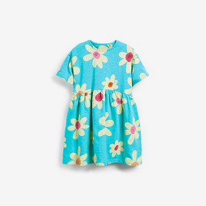 MyKids-Usa Baby Girl Floral Print Pattern Round Neck Cotton Dress - 1 of 3