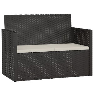 vidaXL Patio Bench with Cushions Black 41.3" Poly Rattan - 1 of 1
