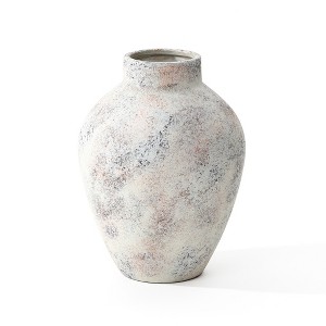 LuxenHome Marble White 11.8-Inch Tall Stoneware Table Vase Multicolored - 1 of 4