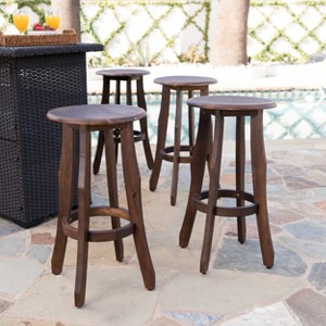Christopher Knight Home Pike Outdoor Acacia Wood 30 Inch Backless Barstools (Set of 4) - 1 of 4