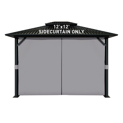 Aoodor 12' x 12' Gazebo Curtain Replacement Universal 4-Panel Sidewalls (Only Curtain)