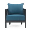 Outdoor Acacia Wood Club Chair with Cushions, Weather-Resistant Wicker Accent, Deep Seating for Patio, Garden & Backyard-Coolbibila - 2 of 4