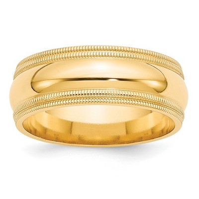 Black Bow Jewelry 8mm 14K White or Yellow Gold Double Milgrain Edge Comfort Fit Band