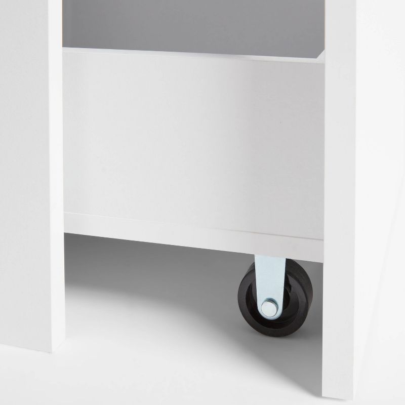 Narrow Storage Cabinet with Pull Out Cart White - Brightroom&#8482;: Laminated Finish, Casters, Fixed Shelves, CARB Certified, 4 of 5