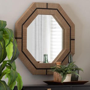 bali & pari Mirai Bohemian Woven Grasscloth Octagon Accent Mirror - 1 of 4