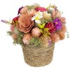 Northlight Wooden Mixed Floral Artificial Spring Arrangement with Pot - 7" - 3 of 4