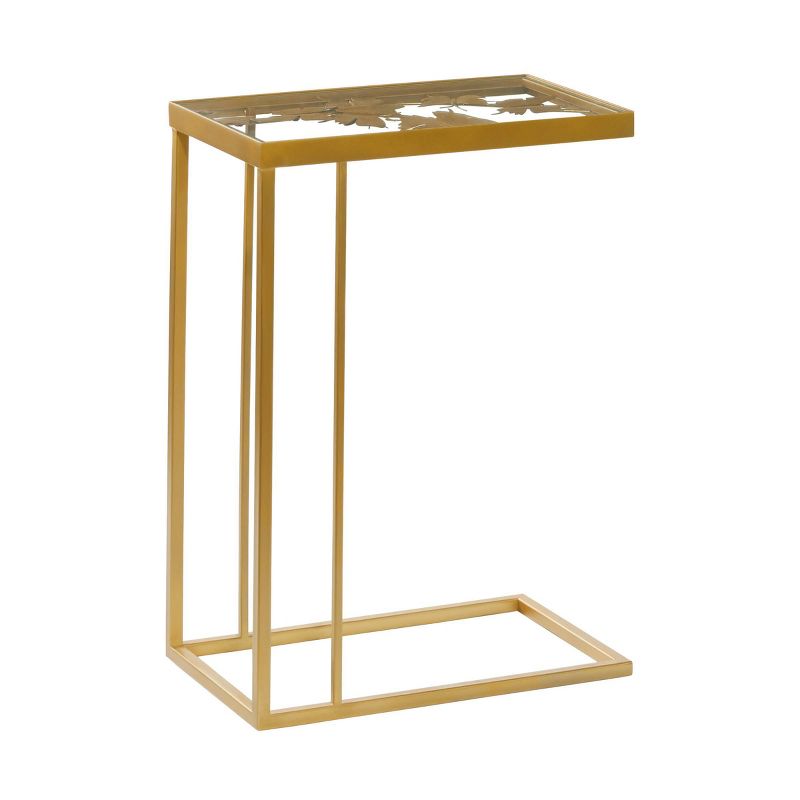 25&#34; Contemporary Metal and Glass Accent Table Gold - Olivia &#38; May, 1 of 8