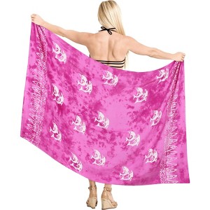 LA LEELA Women's Summer Beach Wrap Bikini Wraps Sarong Coverup Skirt Bathing suit Swimsuit Swimwear Cover Up for Women One Size Pink, Fish - 1 of 4