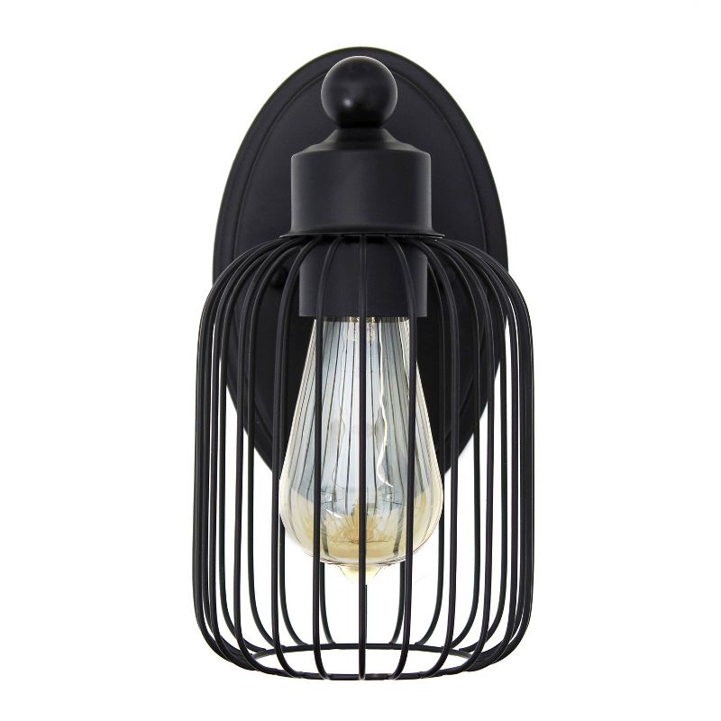10.5&#34; 1-Light Ironhouse Industrial Decorative Cage Wall Sconce Uplight Downlight Wall Mounted Fixture Black - Lalia Home, 1 of 11