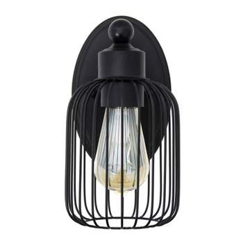 10.5" 1-Light Ironhouse Industrial Decorative Cage Wall Sconce Uplight Downlight Wall Mounted Fixture Black - Lalia Home